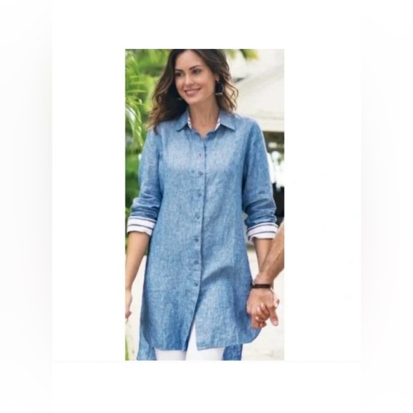 Soft Surroundings Dresses & Skirts - Soft Surroundings 100% Linen Lagenlook Long Sleeve Shirt Dress. Size Large.